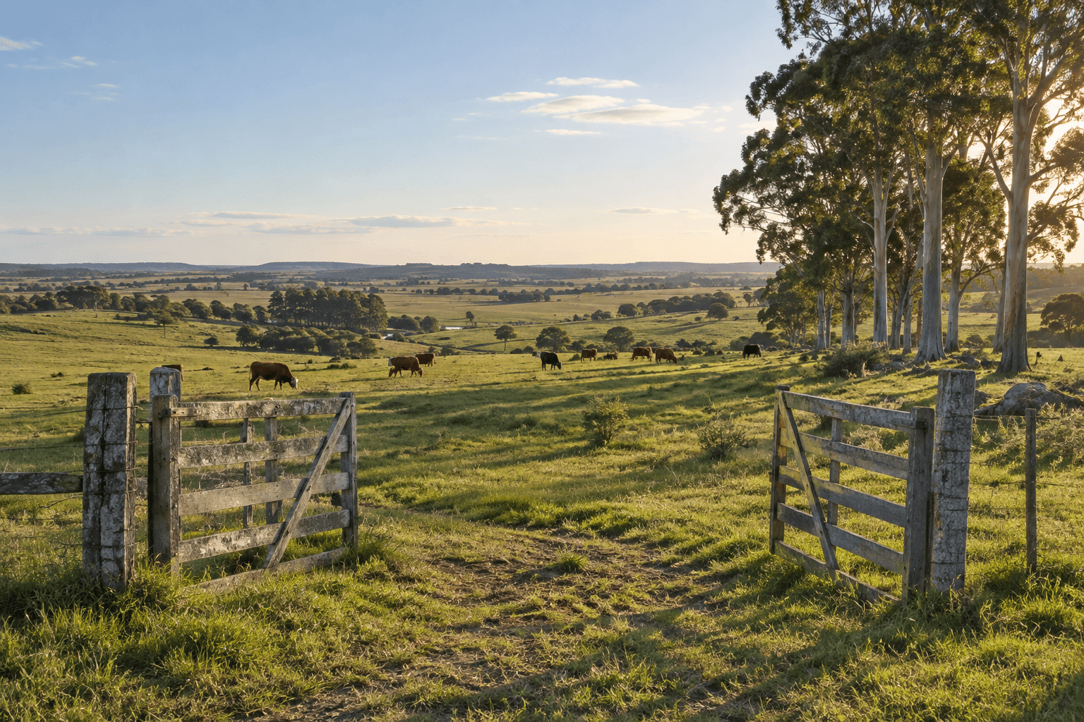 Paisaje ilustrativo de campo y pasturas